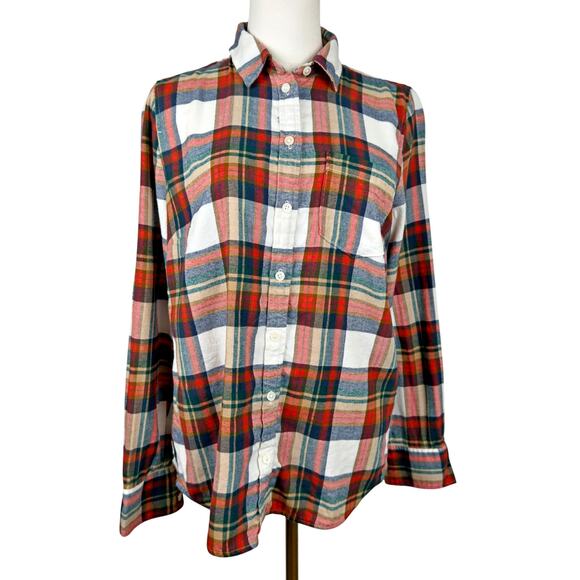 J.Crew Women's SM Plaid Light Flannel Long Sleeve Button Down Shirt Gorp - Picture 2 of 10